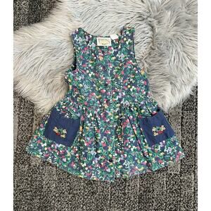 Vintage‎ Floral Sleeveless Dress Sz 4 Threads Clothing For Kids 100% Cotton